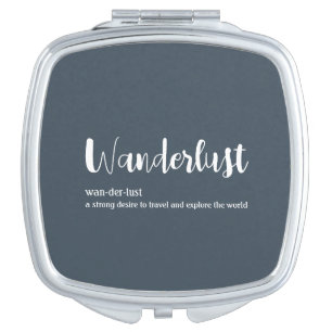 Wanderlust definition white grey blue colour compact mirror