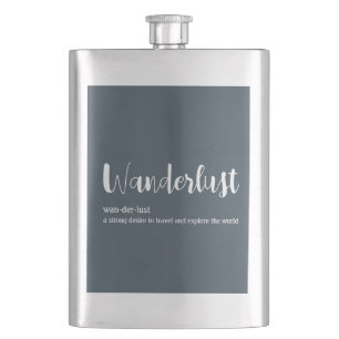 Wanderlust definition white grey blue colour flask