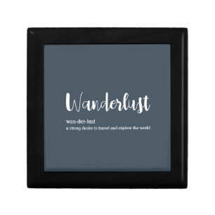 Wanderlust definition white grey blue colour gift box