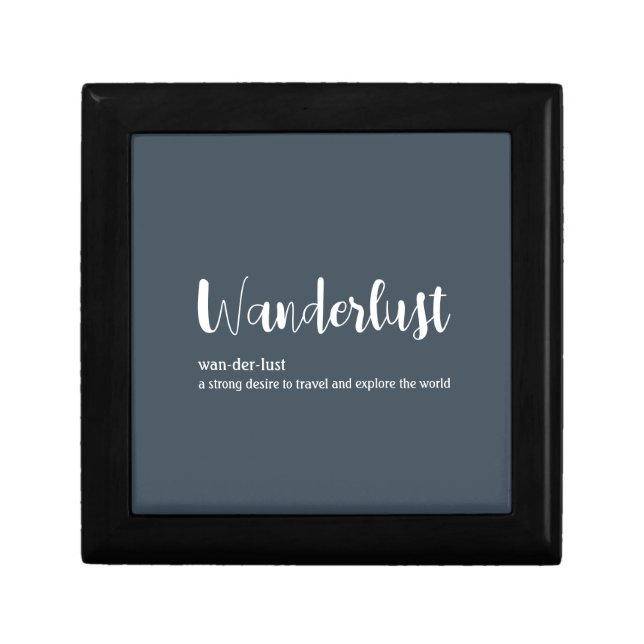 Wanderlust definition white grey blue colour gift box (Front)