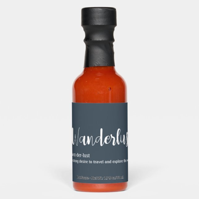 Wanderlust definition white grey blue colour  hot sauces (Front)