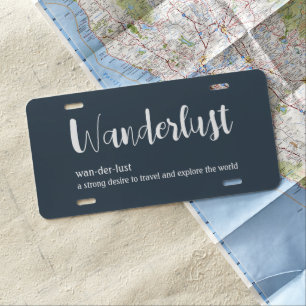 Wanderlust definition white grey blue colour license plate