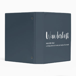 Wanderlust definition white grey blue colour mini binder