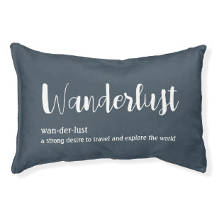 Wanderlust definition white grey blue colour pet bed