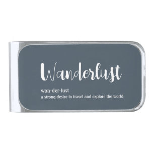 Wanderlust definition white grey blue colour silver finish money clip