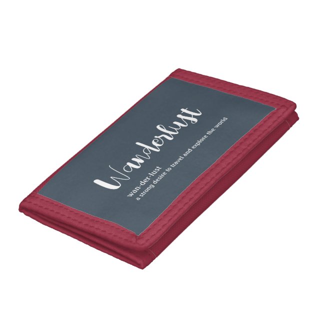 Wanderlust definition white grey blue colour trifold wallet (Bottom)