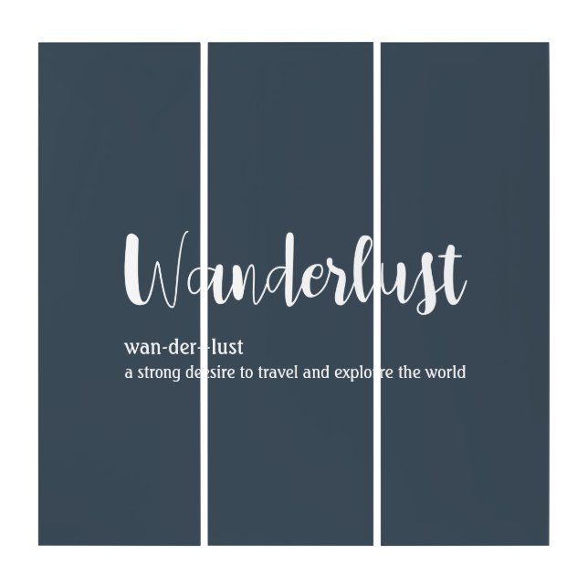 Wanderlust definition white grey blue colour triptych (Front)