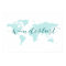 Wanderlust, desire to travel, teal world map