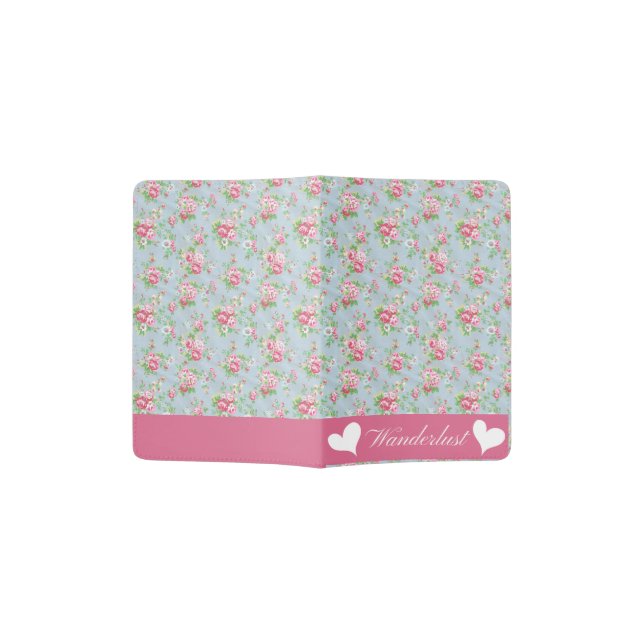Wanderlust floral passport holder (Opened)