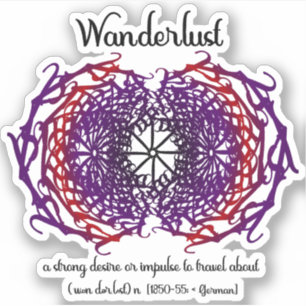 Wanderlust Graphic Text Art Mandala + Word Meaning Sticker