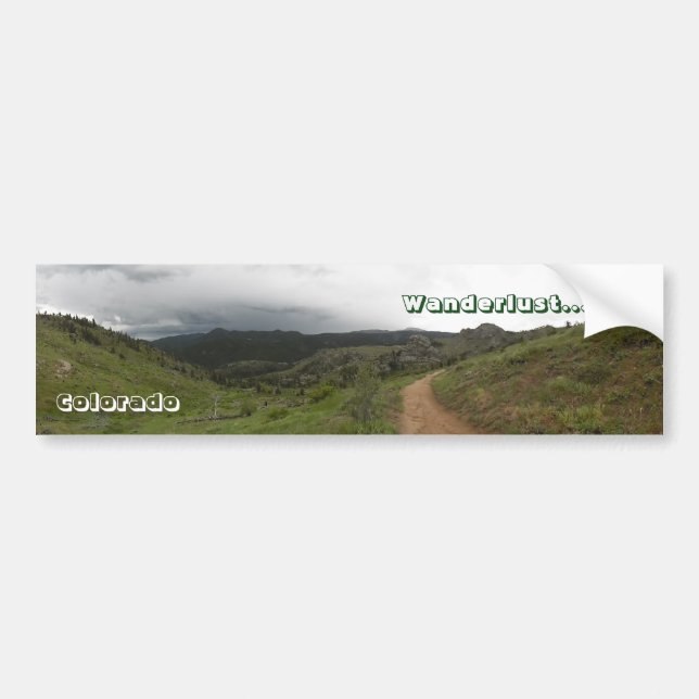 Wanderlust: Hiking themed bumper sticker (Front)
