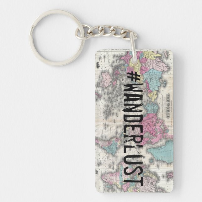 Wanderlust map keychain (Front)