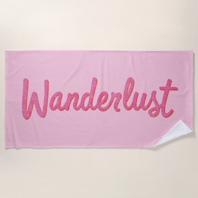 Wanderlust Pink Dream Doll | Girly Dollcore Travel Beach Towel (Front)