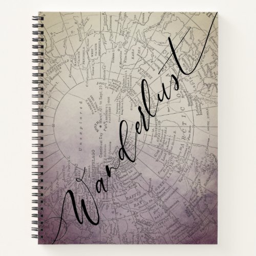 Wanderlust Purple Ombre Watercolor Adventure Map Notebook