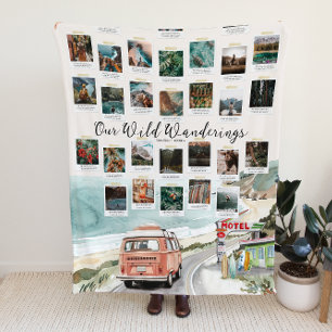 Wanderlust Snapshots Photo Memory Keepsake Fleece Blanket