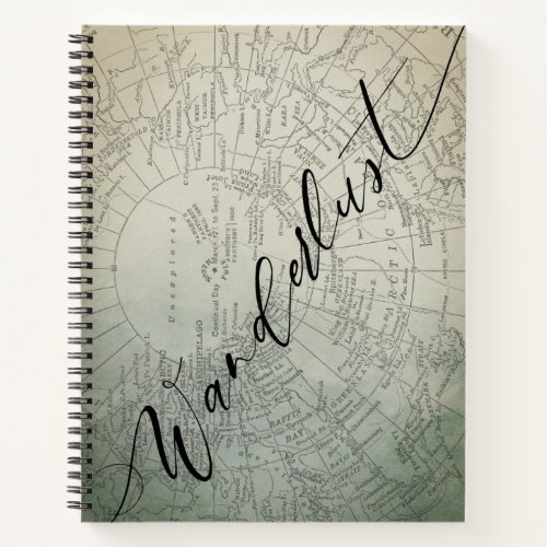 Wanderlust Teal Ombre Watercolor Adventure Map Notebook