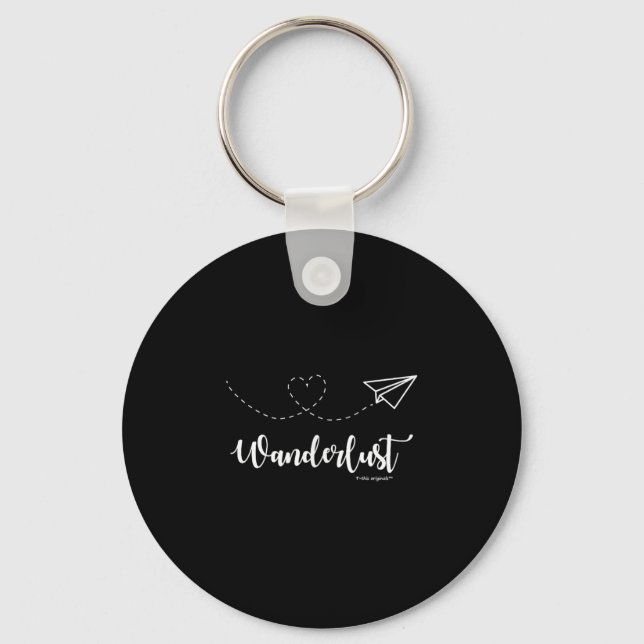 Wanderlust - Travel - Motivational Graphic Tee  Keychain (Front)