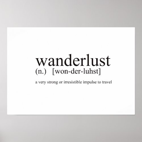Wanderlust Typography Dictionary Style  Poster