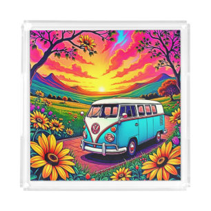 Wanderlust Van Sunset Art Acrylic Tray