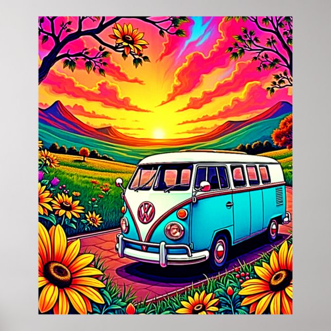 Wanderlust Van Sunset Art Poster (Front)