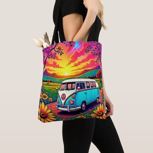 Wanderlust Van Sunset Art Tote Bag (Close Up)