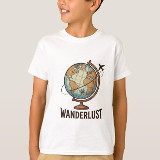 Wanderlust Vintage World Globe Airplane Travel T-Shirt