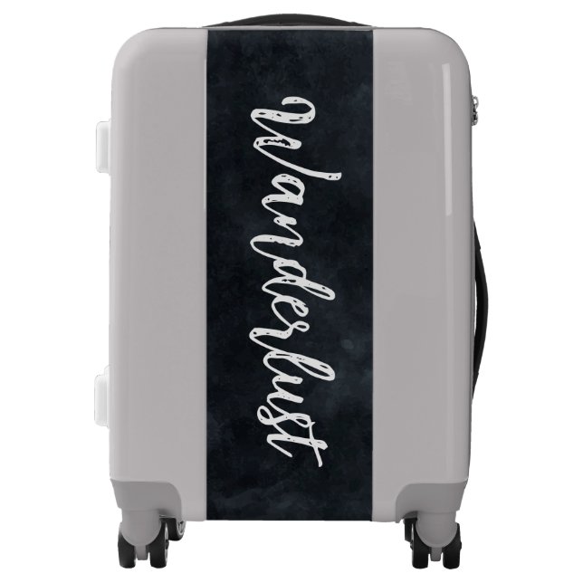 Wanderlust Watercolor Black & White Luggage (Front)