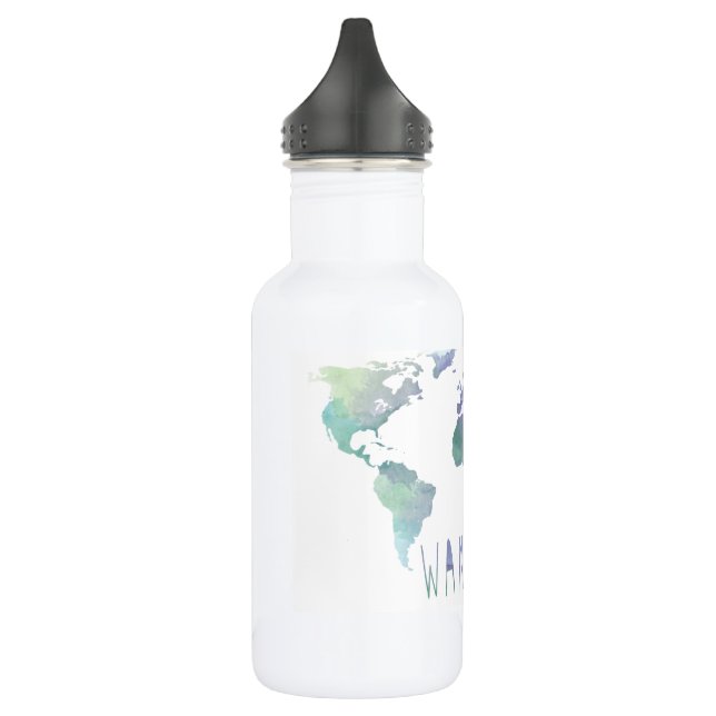 Wanderlust Watercolor Water Bottle (Left)