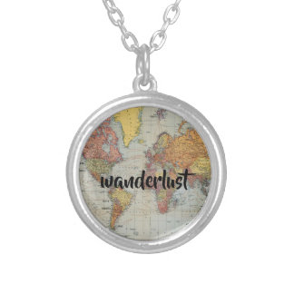 wanderlust world map round necklace