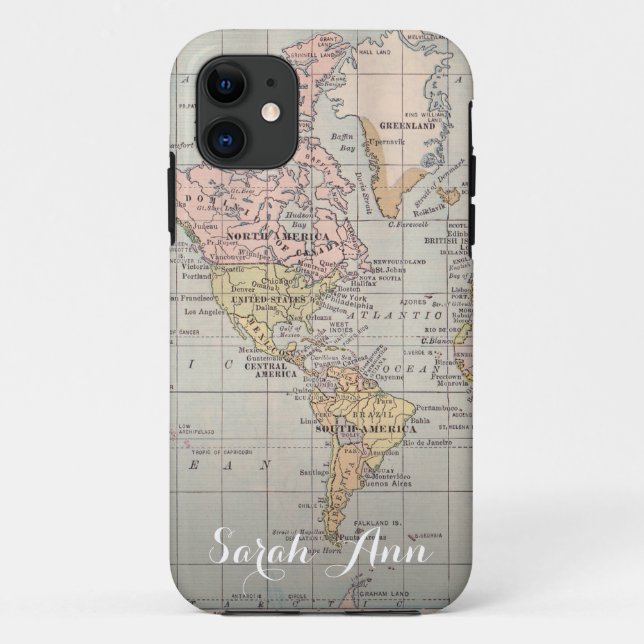 Wanderlust world map smartphone case  cutom Name (Back)