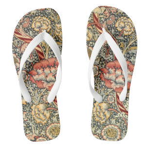 Wandle by William Morris, Vintage Textile Fine Art Flip Flops