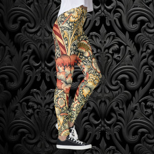 Wandle by William Morris, Vintage Textile Fine Art Leggings