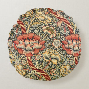 Wandle by William Morris, Vintage Textile Fine Art Round Pillow