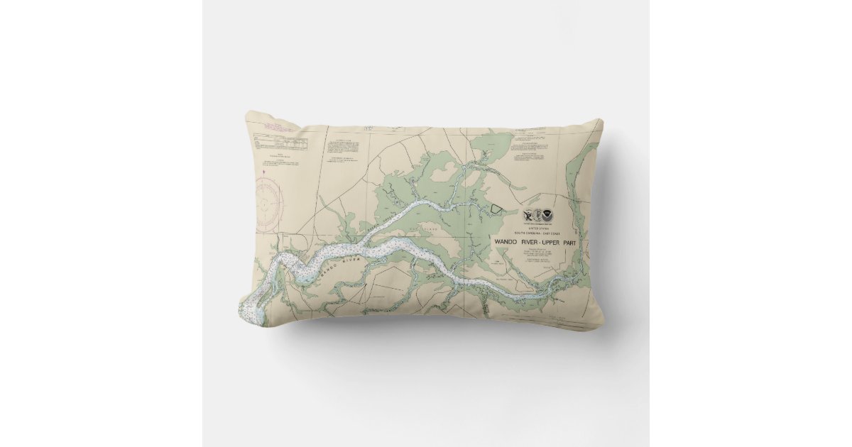 Wando River Upper Part Nautical Chart 11526 Lumbar Pillow Zazzle