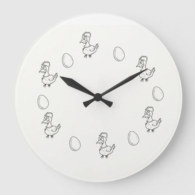 Wanduhr! Das Huhn oder das Ei! Die Küchenuhr! Large Clock (Front)