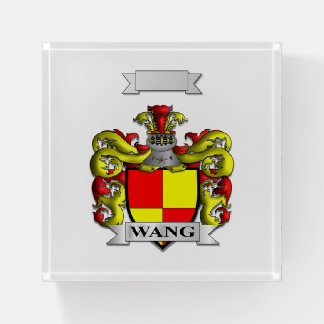 WANG FAMILY HERALDIC CREST AND SHIELD PAPERWEIGHT. PAPERWEIGHT