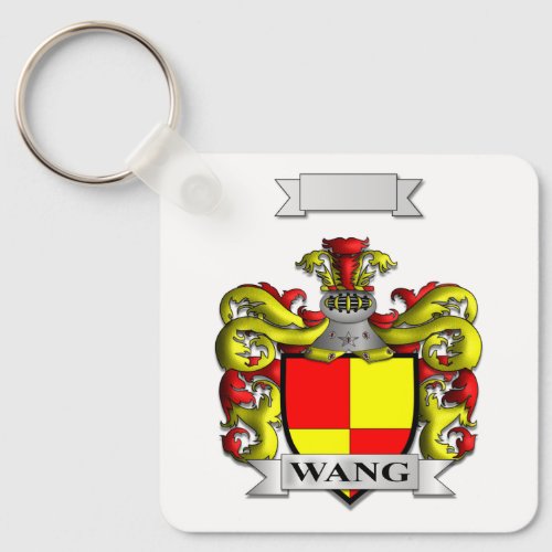 WANG FAMILY HERALDIC SHIELD AND CREST KEYCHAIN