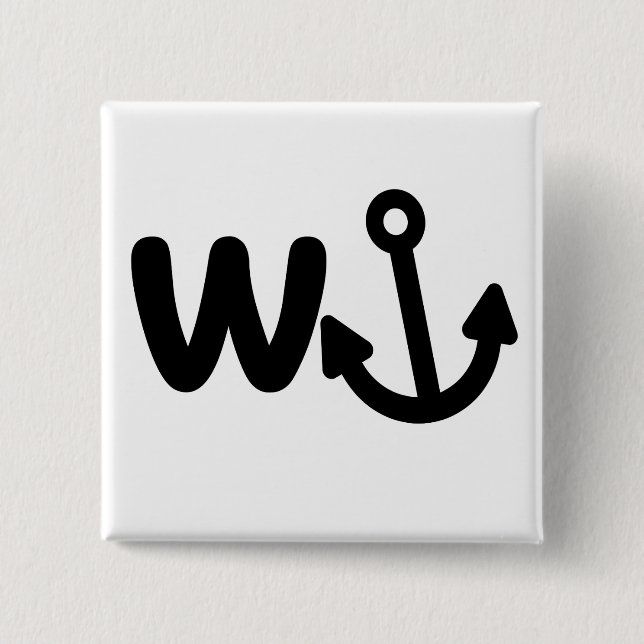 Wanker w anchor pinback button (Front)