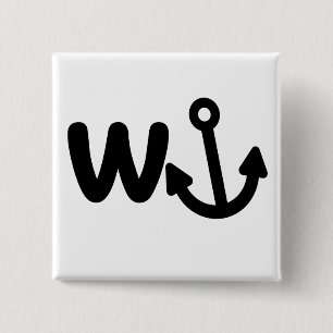 Wanker w anchor pinback button
