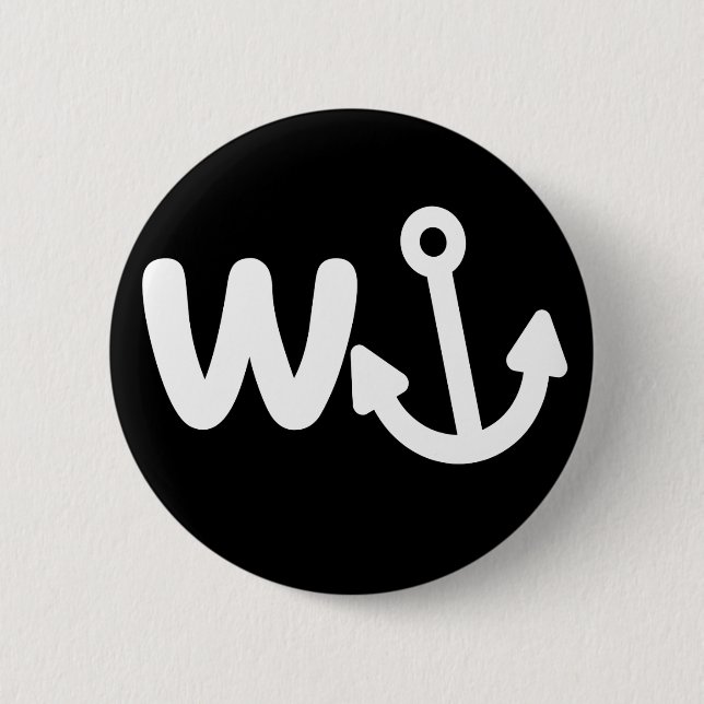 wanker w anchor square  button (Front)