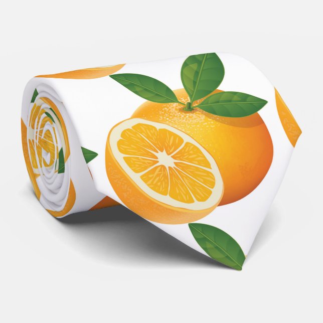 Wanna a delicious orange juice? Oreange yellow Neck Tie (Rolled)