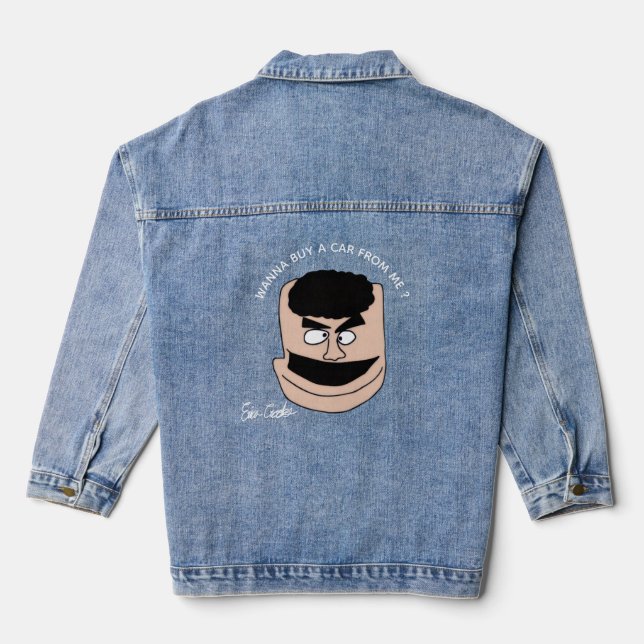 Wanna Buy A Car From Me ? puppet sales parody Denim Jacket (Back)