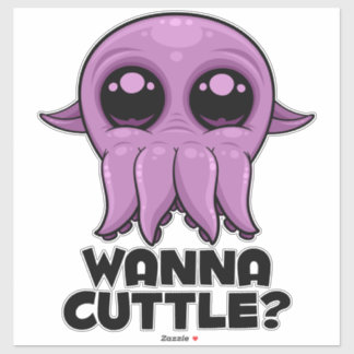 Wanna Cuttle Cute Cartoon Cuttlefish Sticker