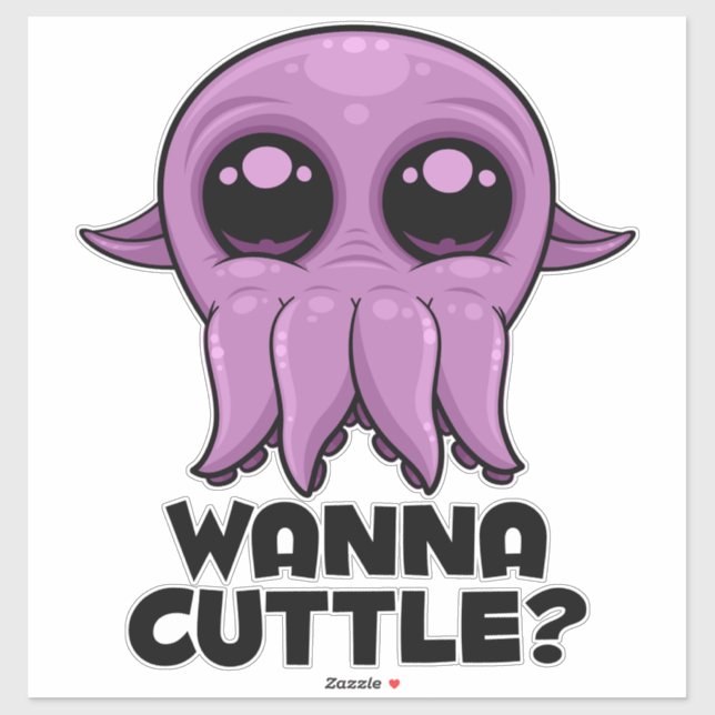 Wanna Cuttle Cute Cartoon Cuttlefish Sticker (Sheet)