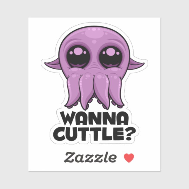 Wanna Cuttle Cute Cartoon Cuttlefish Sticker (Sheet)