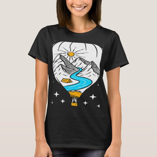 Wanna Go On A Balloon Flight Hot Air Balloon Ballo T-Shirt (Front)