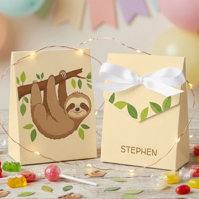 Wanna hang out? sloth kids birthday favor boxes (Creator Uploaded)