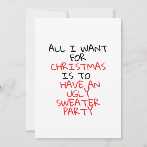 WANNA HAVE AN UGLY SWEATER PARTY INVITATION