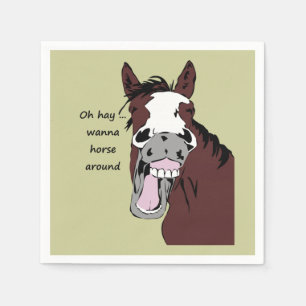 Wanna Horse Around Funny Horse Quote or Saying Napkins
