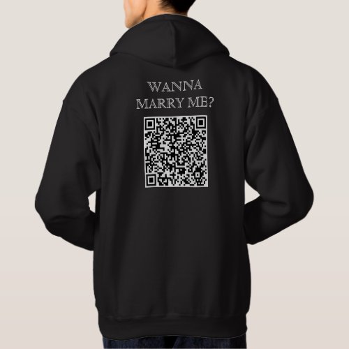 Wanna Marry Me QR Code On Back Funny Proposal Hoodie
